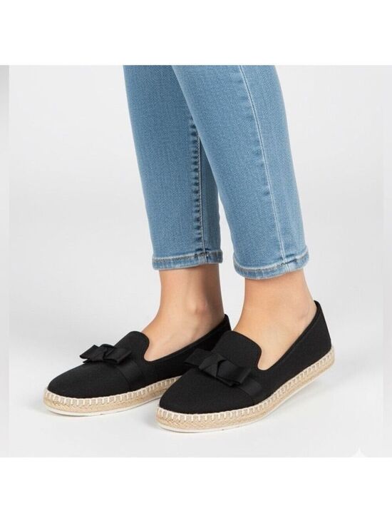DVA Shoes - DVA Black 100% Cotton Upper Espadrille Loafers w/ Grosgrain Ribbon Accent Sz 9